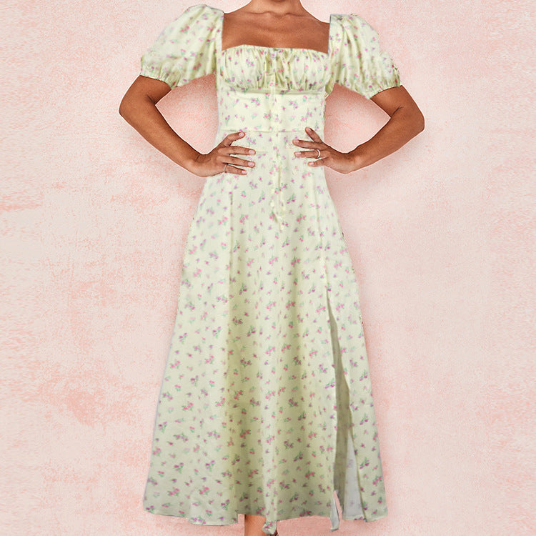 Women's Full-Length High Slit Milkmaid Dress