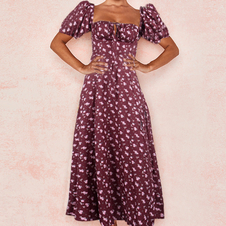 Women's Full-Length High Slit Milkmaid Dress