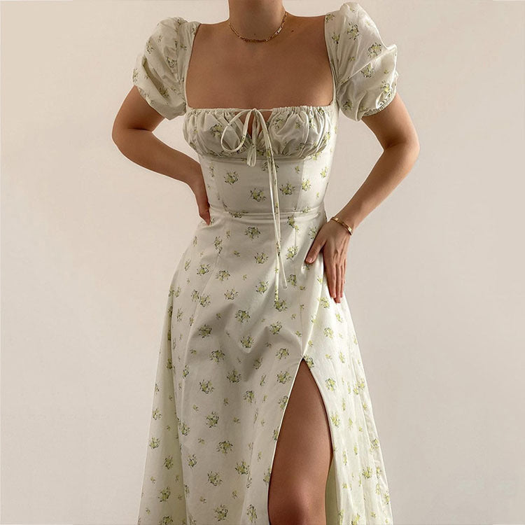 Women's Full-Length High Slit Milkmaid Dress